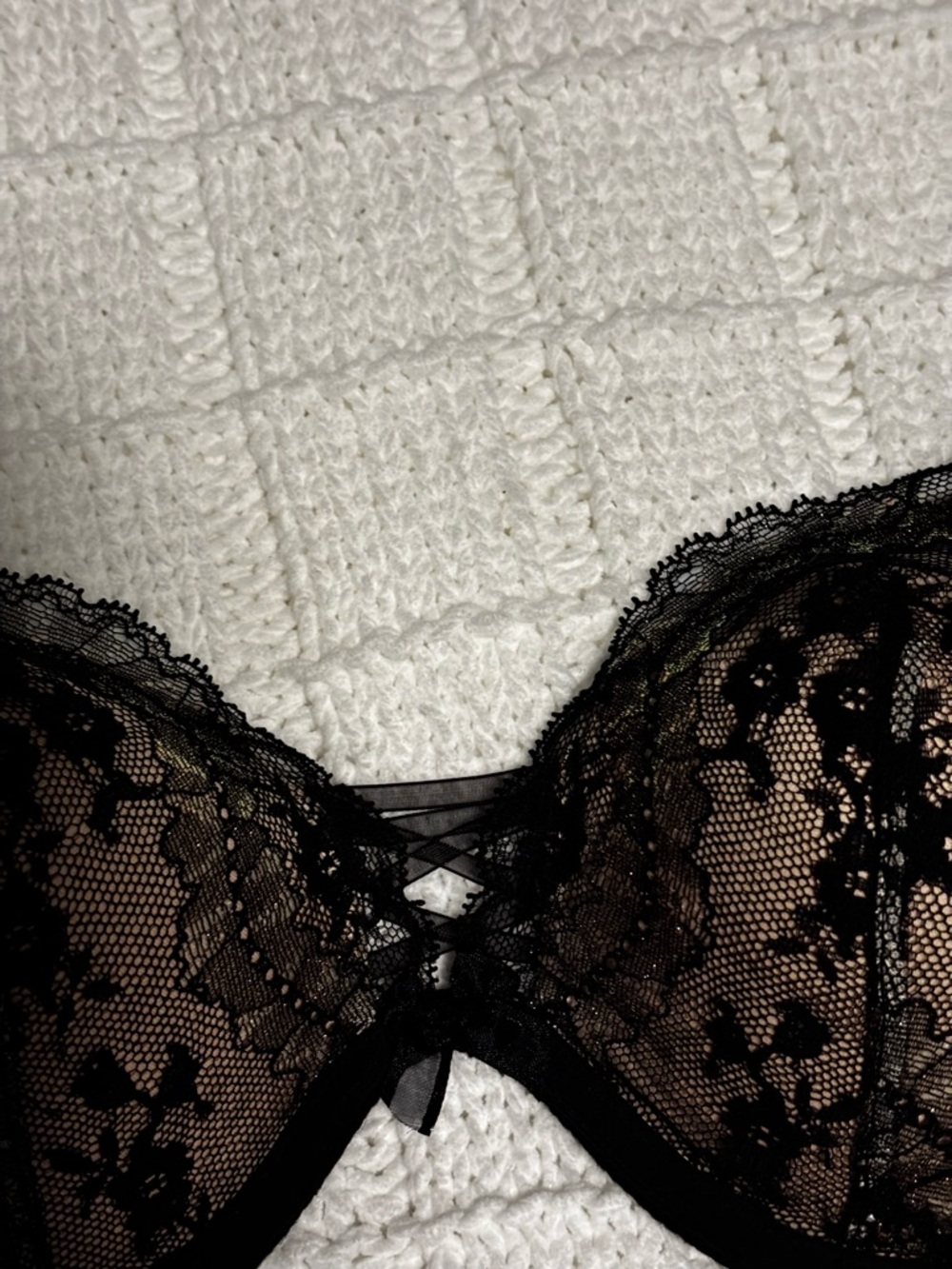 Victoria's Secret Black Lace Push-Up Bra with Crisscross Front Detail
